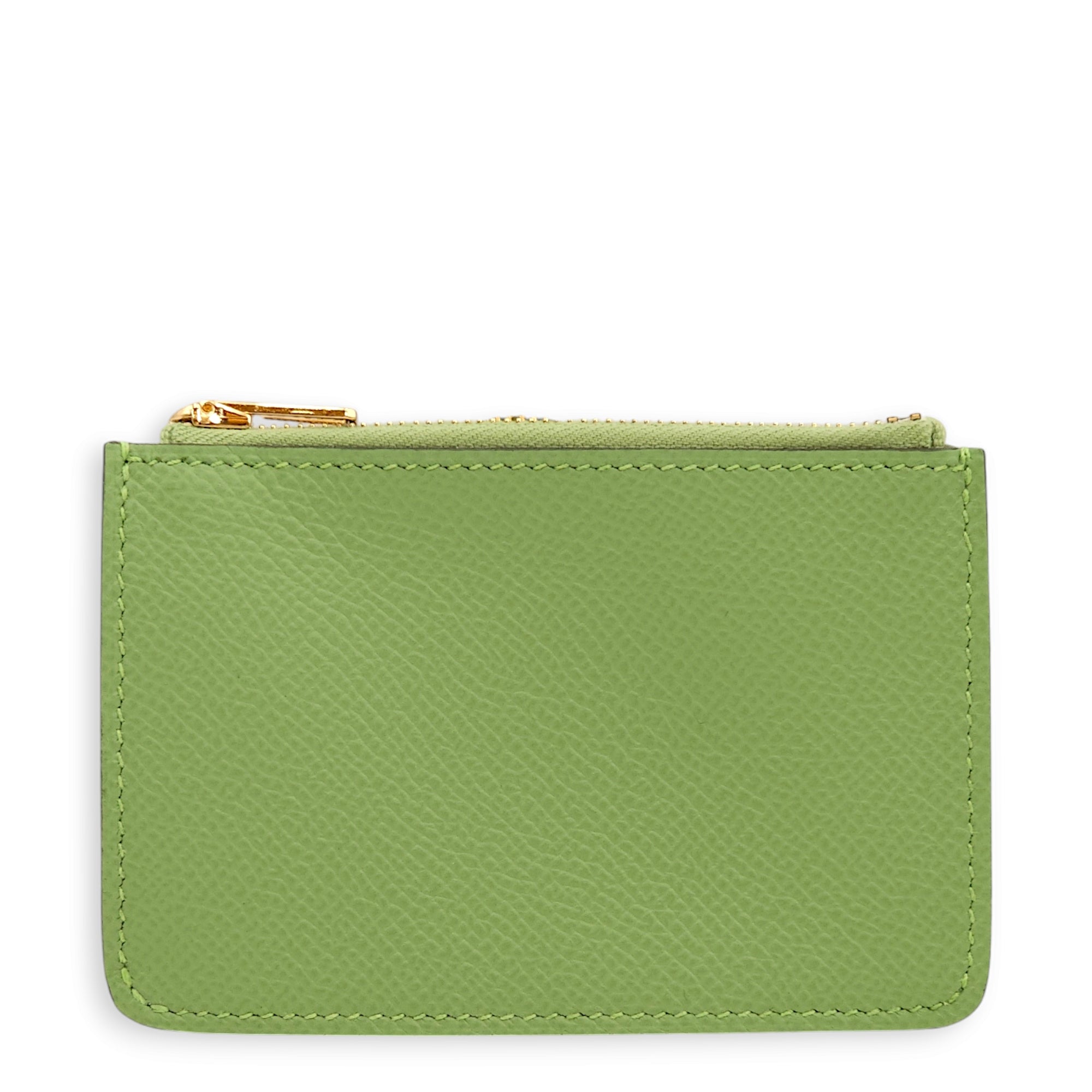 Constance Slim Vert Criquet Wallet in Epsom, Gold hardware