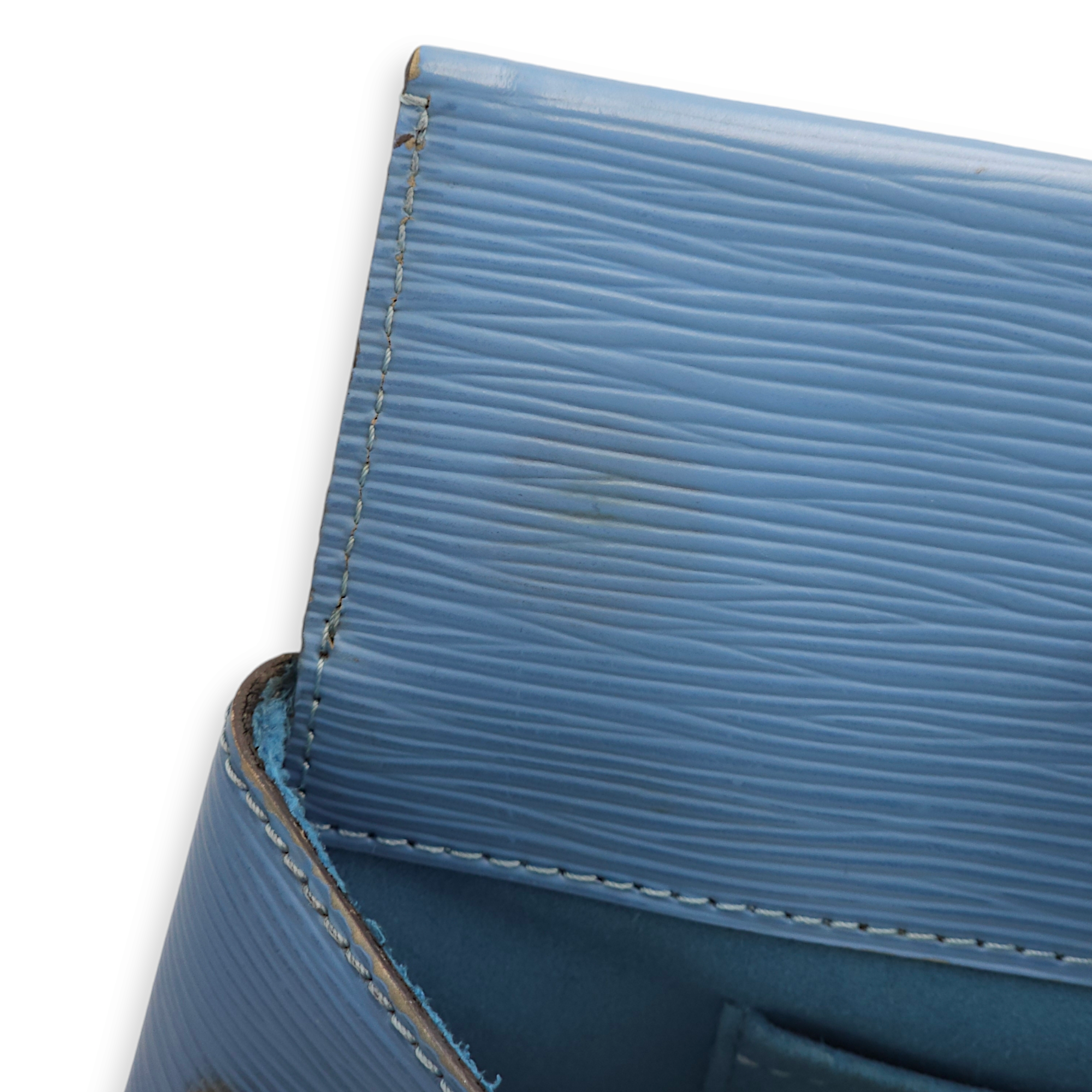 Marly Blue Top Handle Bag in Epi Leather, Palladium hardware