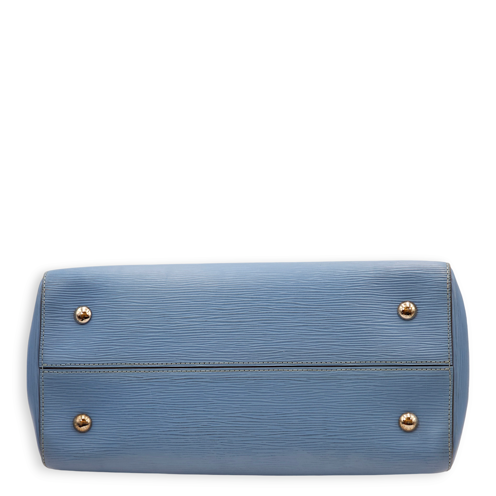 Marly Blue Top Handle Bag in Epi Leather, Palladium hardware