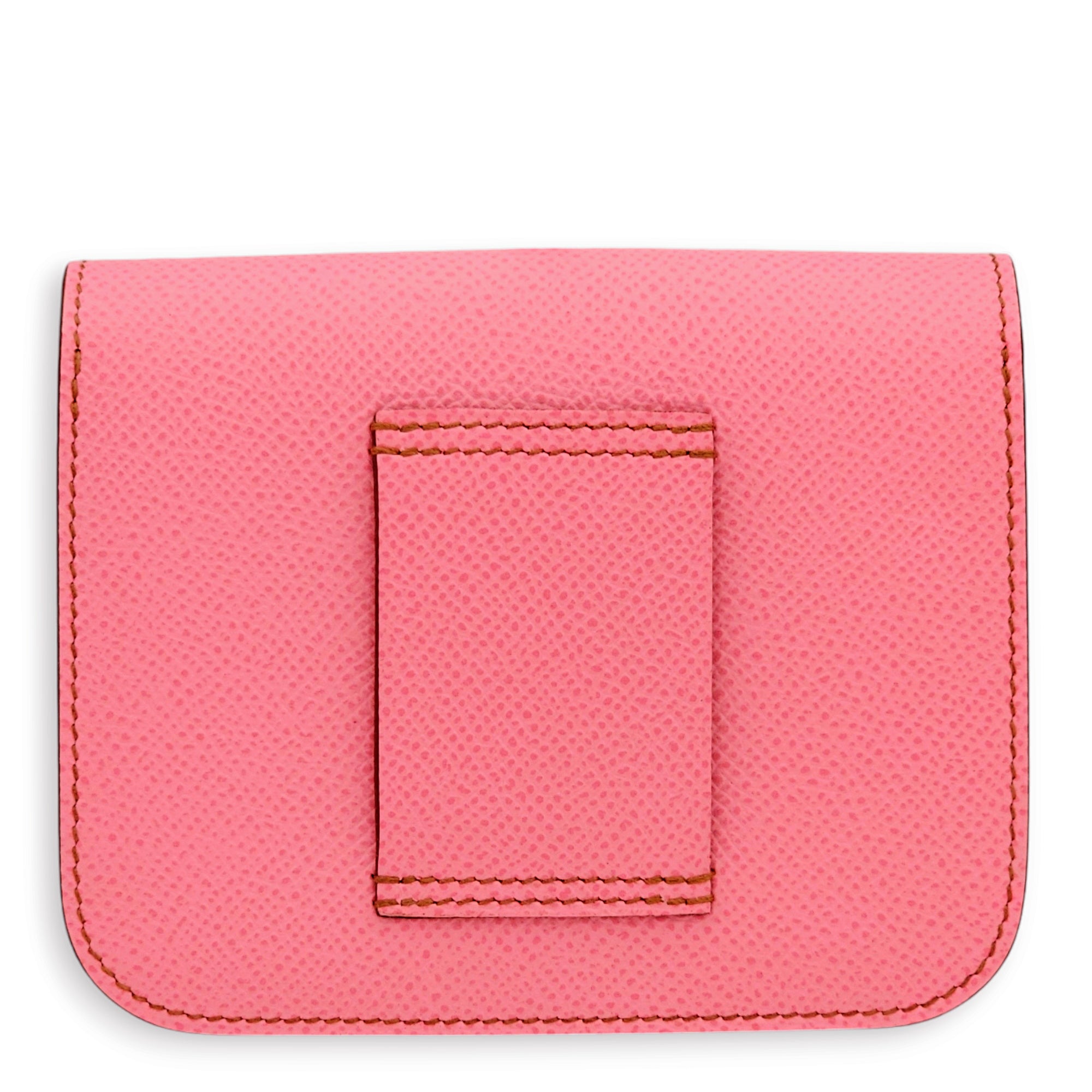 Constance Slim Pink Wallet in Epsom, Palladium hardware