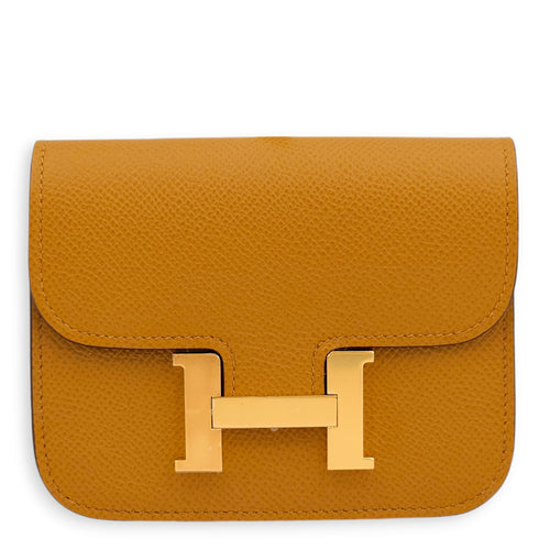 Constance Slim Sesame Wallet in Epsom, Gold hardware