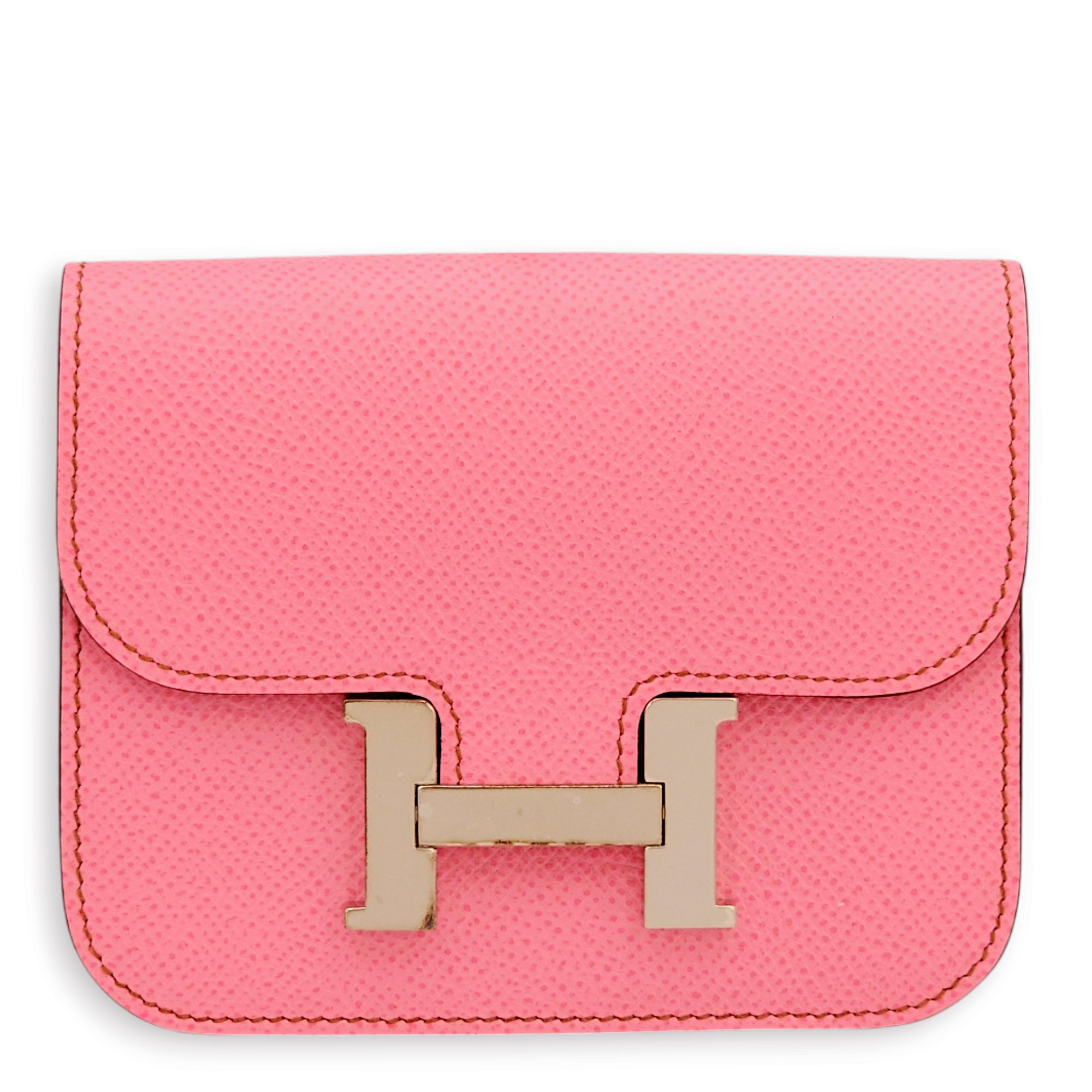 Constance Slim Pink Wallet in Epsom, Palladium hardware