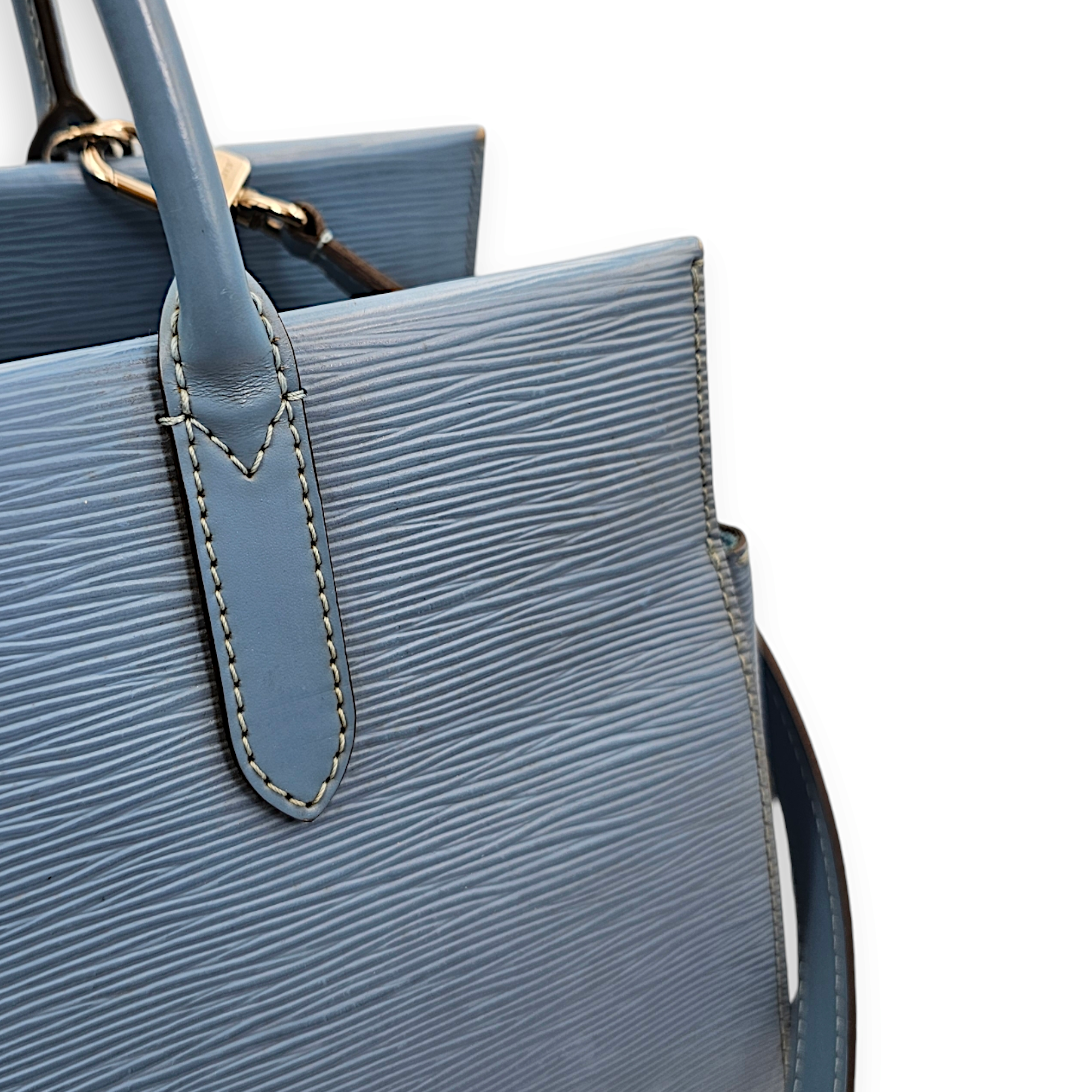 Marly Blue Top Handle Bag in Epi Leather, Palladium hardware