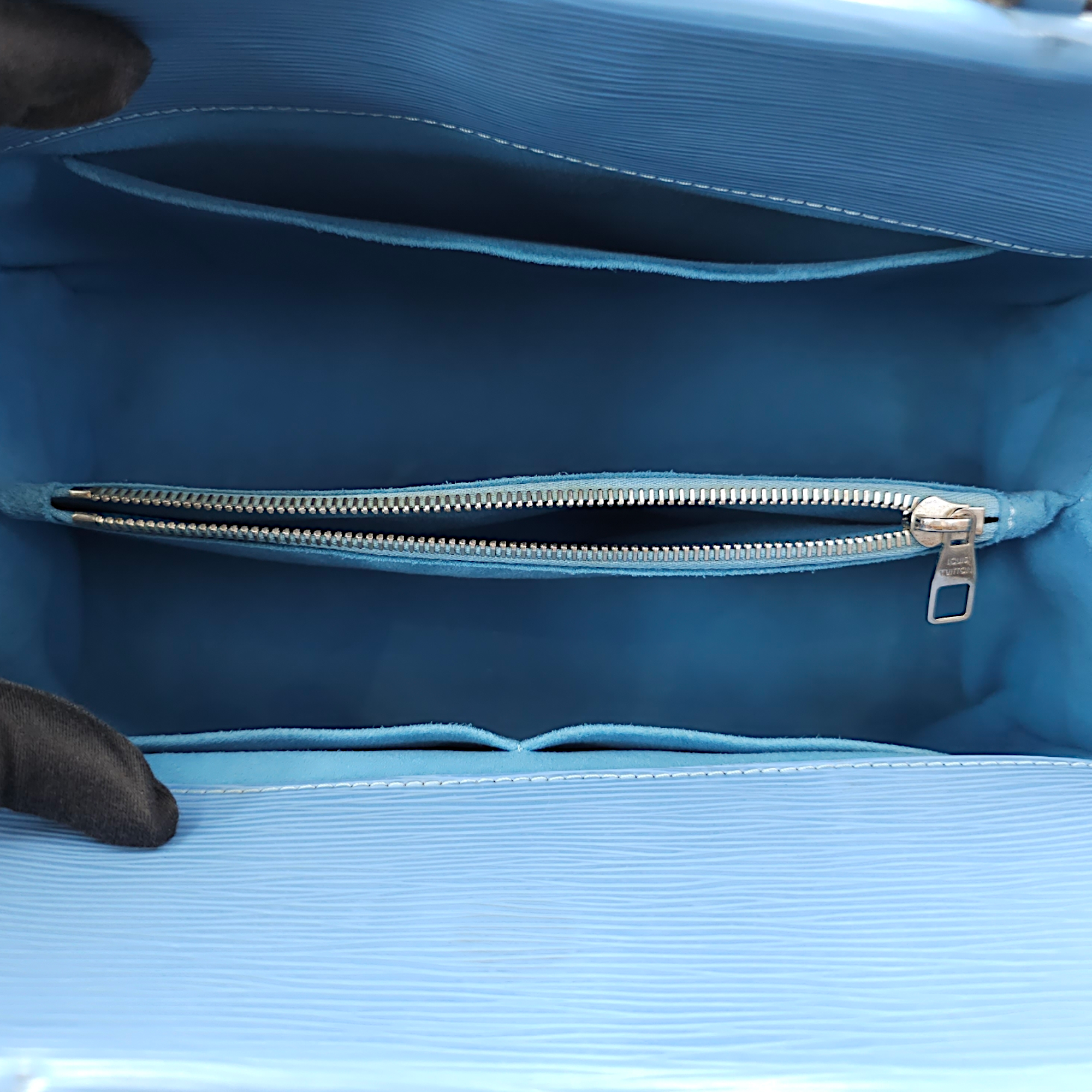 Marly Blue Top Handle Bag in Epi Leather, Palladium hardware