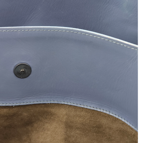 Intrecciato Roma Blue Top Handle Bag in Calfskin/Nappa Leather, Brunito hardware