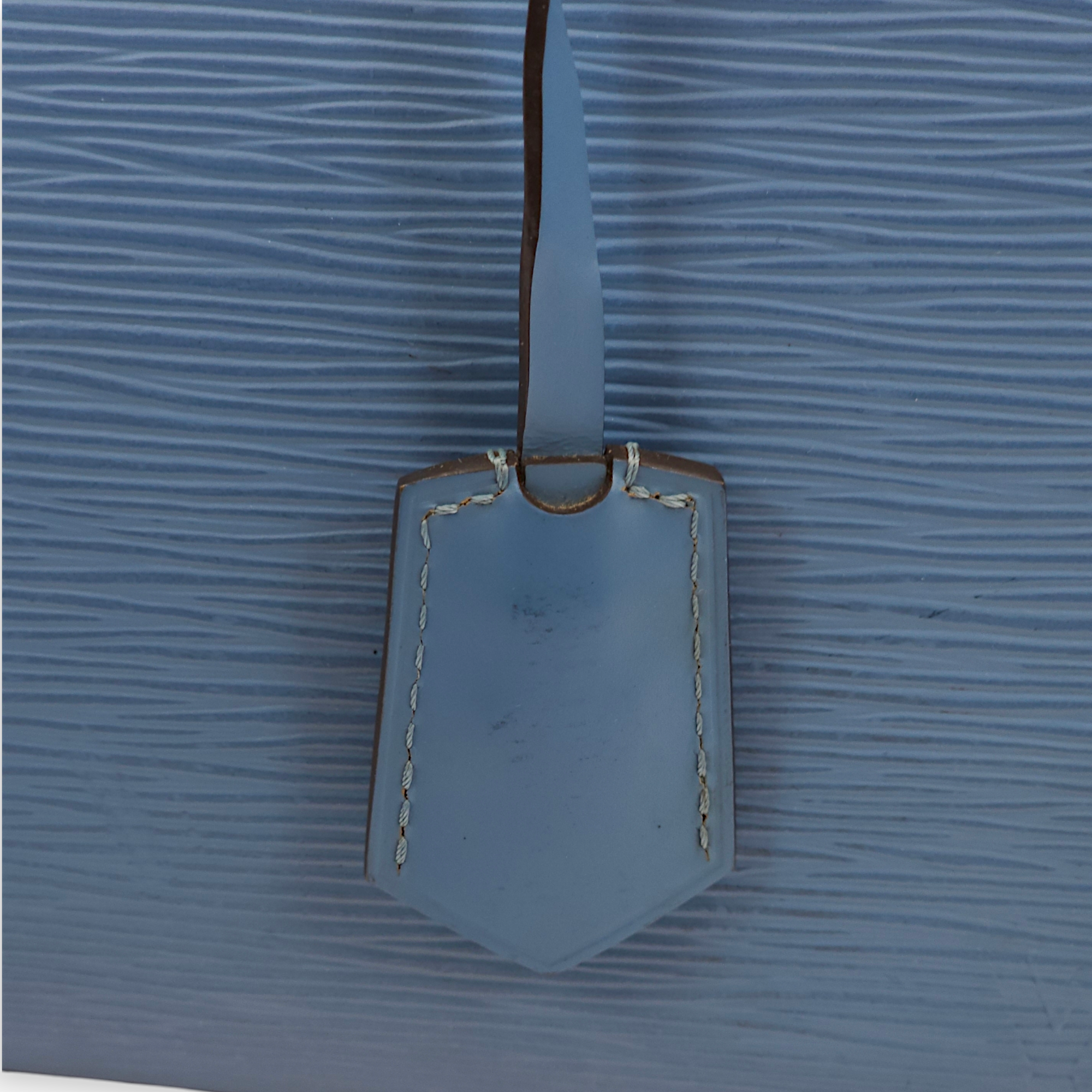 Marly Blue Top Handle Bag in Epi Leather, Palladium hardware