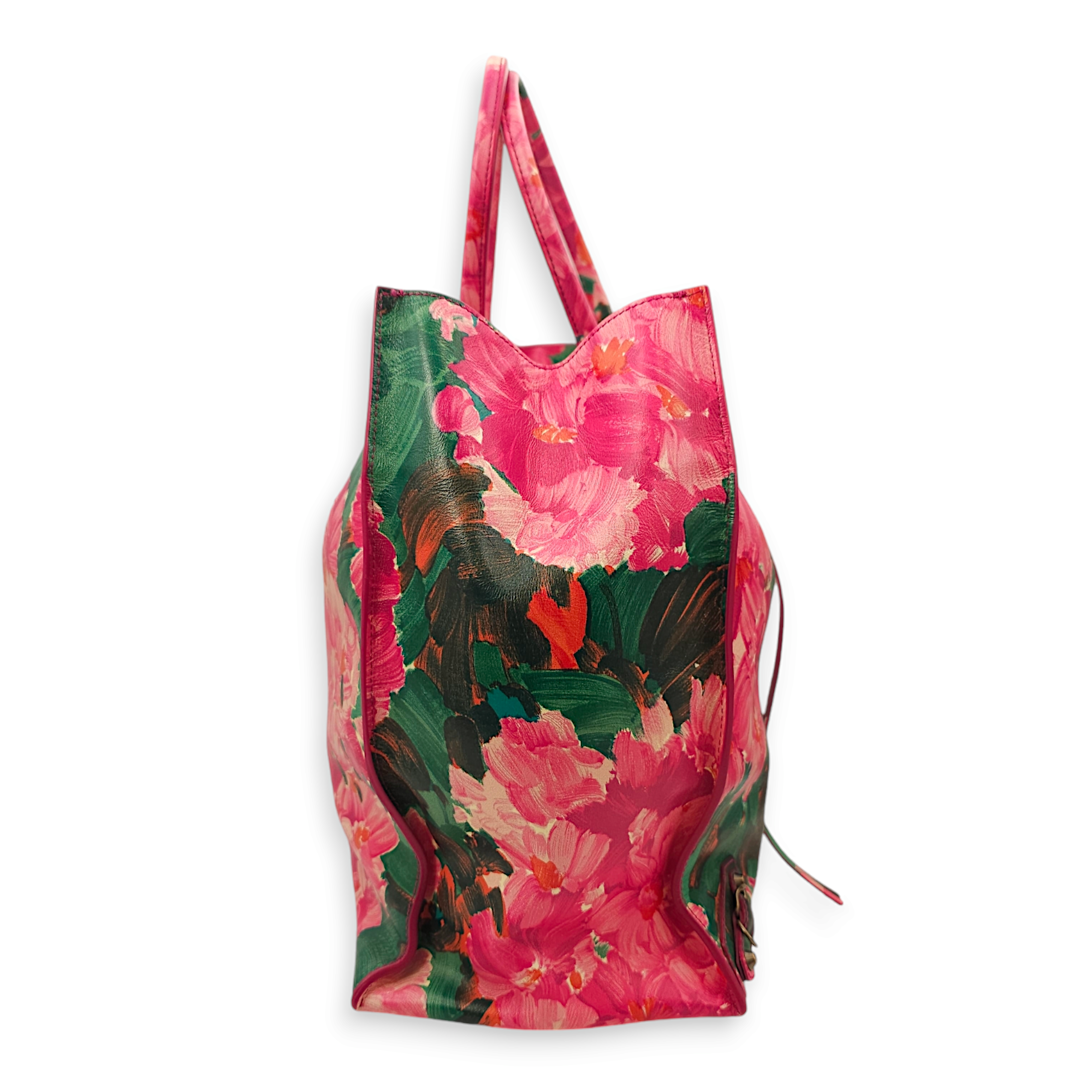 Floral Print A4 Papier Multi-colour Tote Bag, Antique Brass hardware