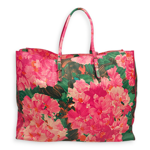 Floral Print A4 Papier Multi-colour Tote Bag, Antique Brass hardware