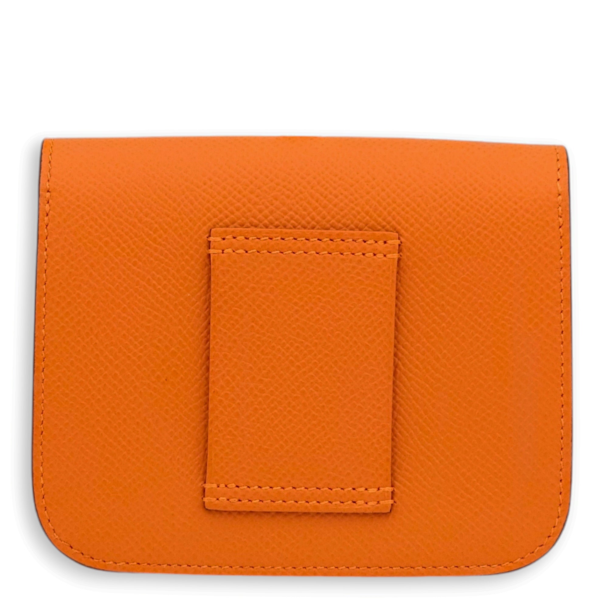 Constance Slim Orange Wallet in Epsom, Palladium hardware