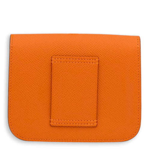 Constance Slim Orange Wallet in Epsom, Palladium hardware