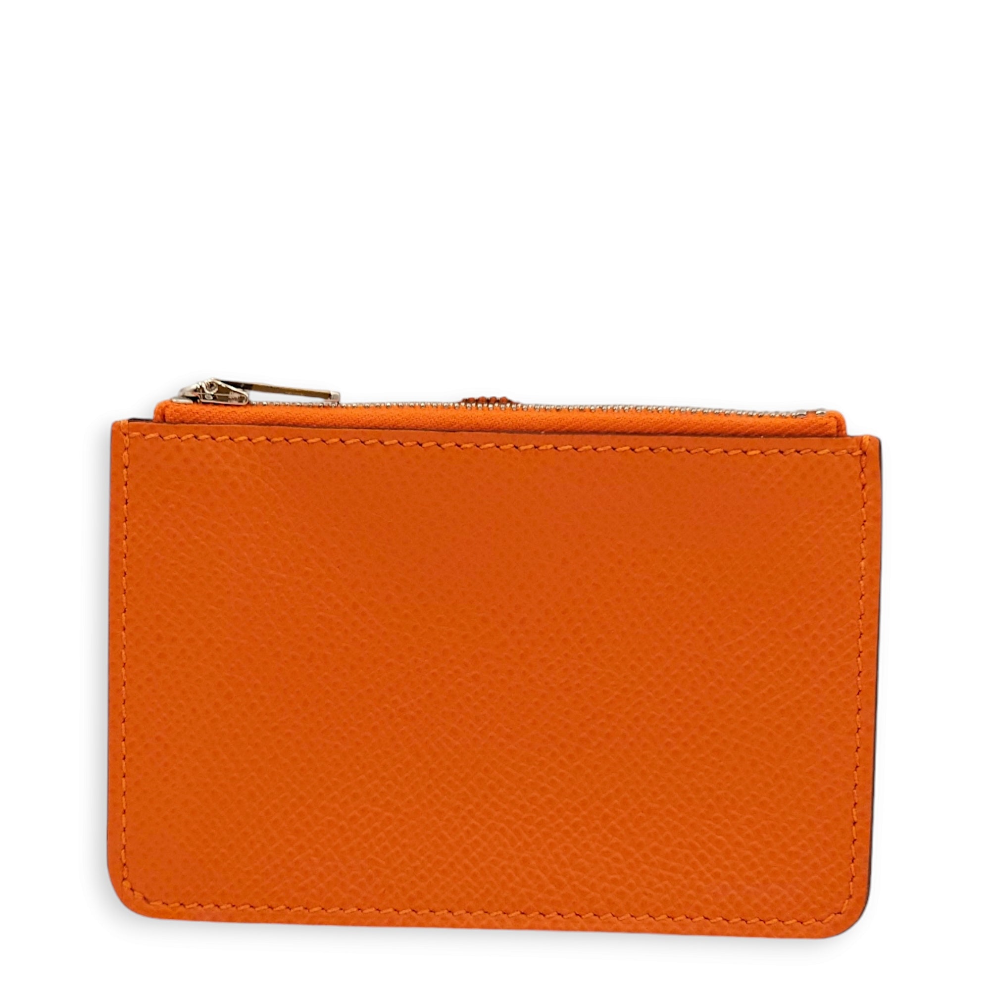 Constance Slim Orange Wallet in Epsom, Palladium hardware