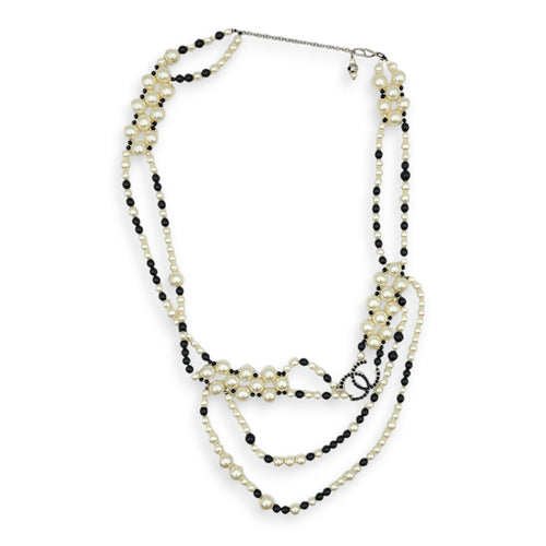 CC Pearls & Beads White/Black Belt in Pearls/Beads, Palladium hardware