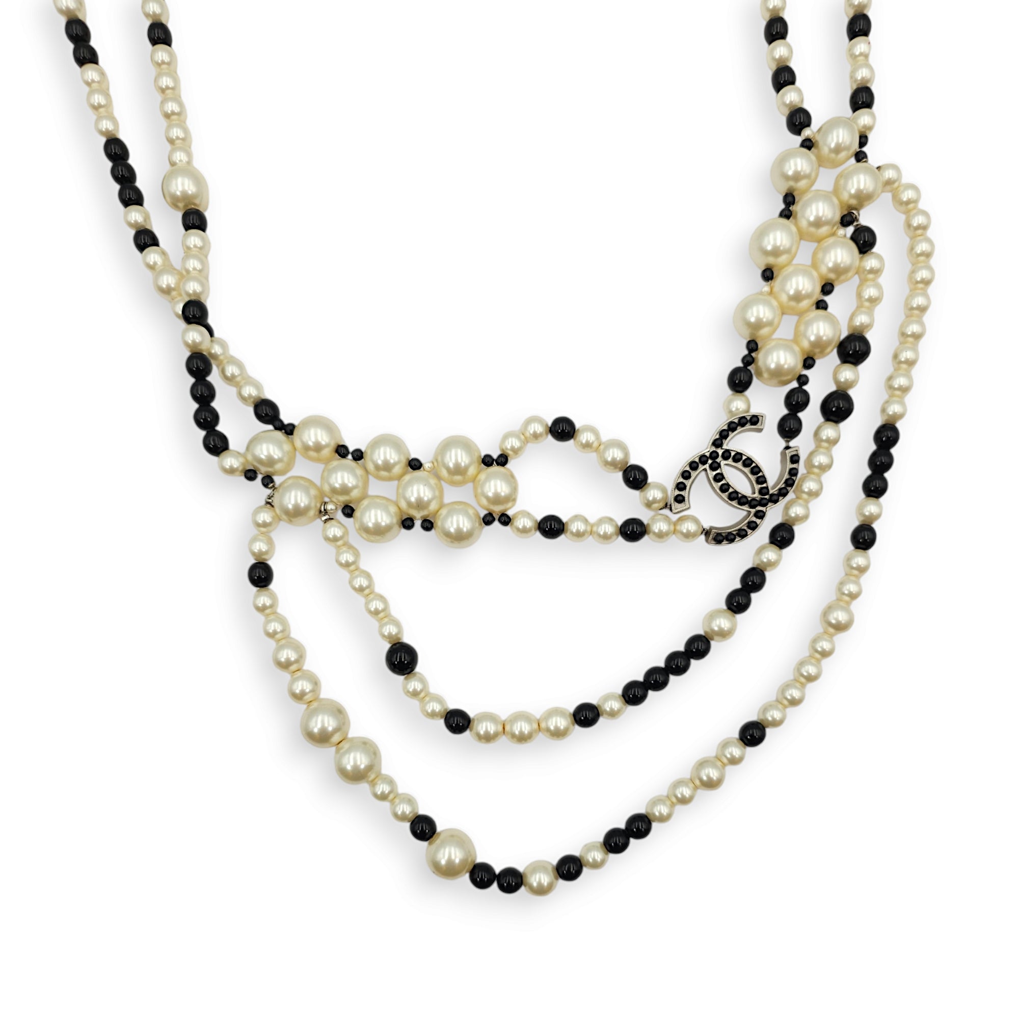 CC Pearls & Beads White/Black Belt in Pearls/Beads, Palladium hardware