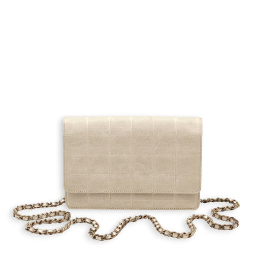 Quilted Travel Line Silver Wallet On Chain, Matte Palladium hardware