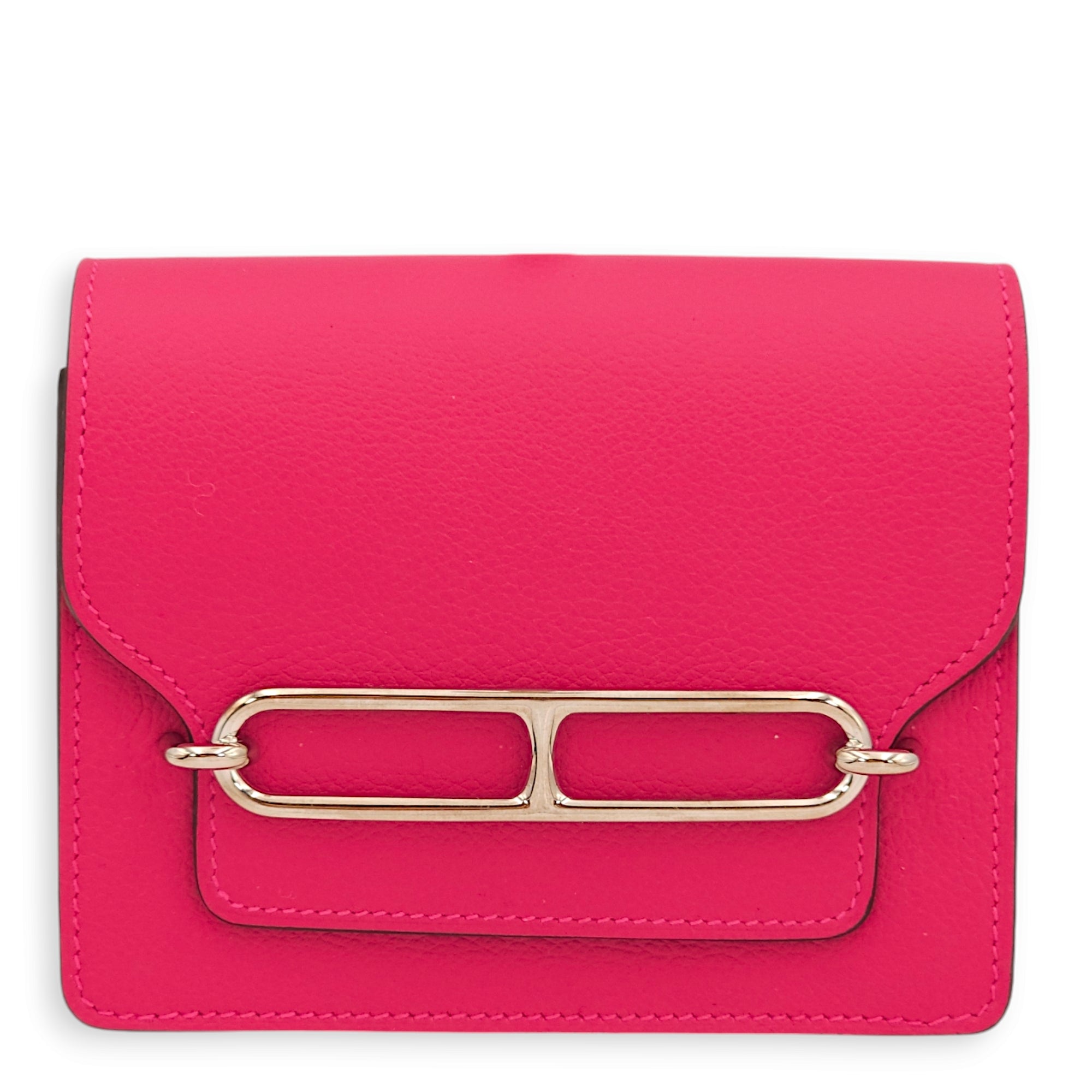 Roulis Slim Verso Rose Mexico/Rouge Sellier Wallet in Evercolor, Palladium hardware