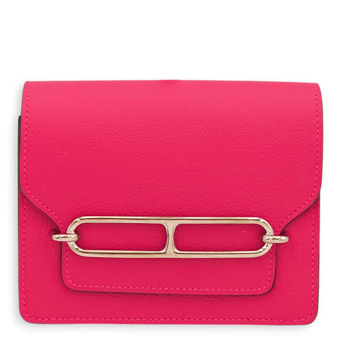 Roulis Slim Verso Rose Mexico/Rouge Sellier Wallet in Evercolor, Palladium hardware