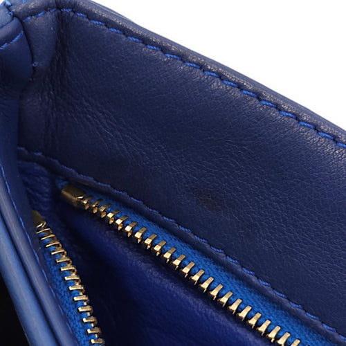 Thin City Blue Clutch in Calfskin, Antique Gold hardware