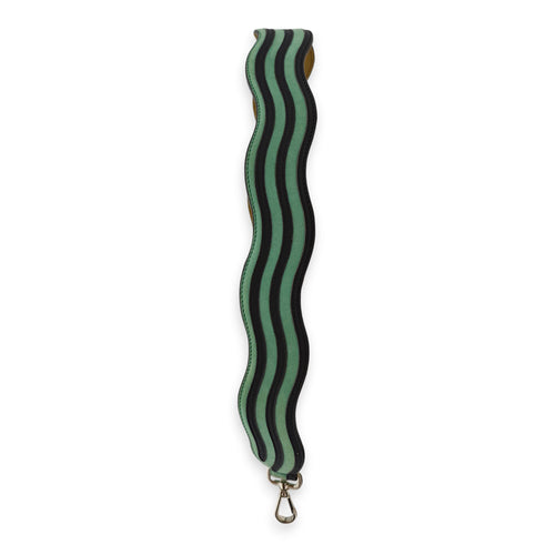 Bag Strap - Wave Pattern 90cm Green/Black Bag Accessory in Calf/Suede, Palladium hardware