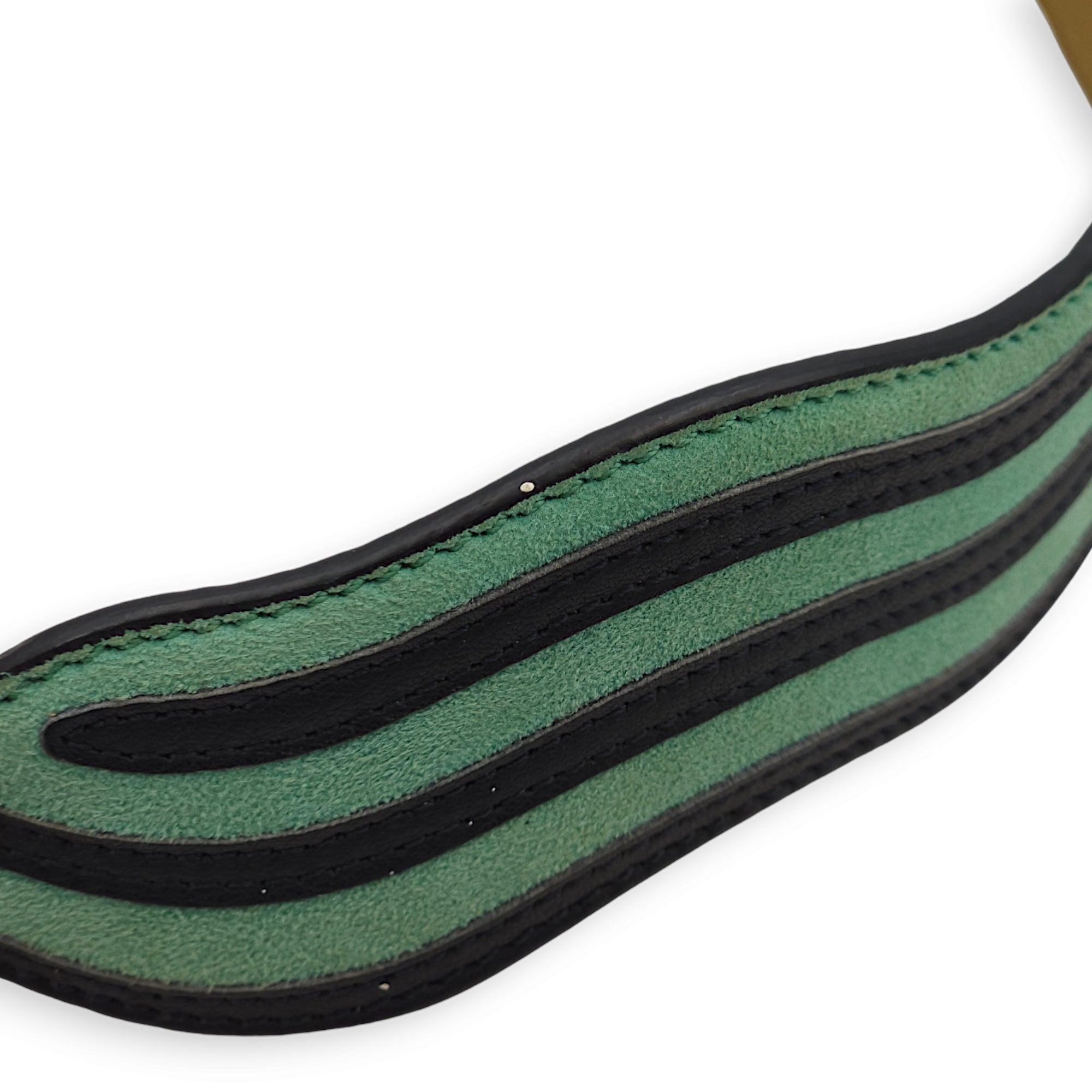 Bag Strap - Wave Pattern 90cm Green/Black Bag Accessory in Calf/Suede, Palladium hardware