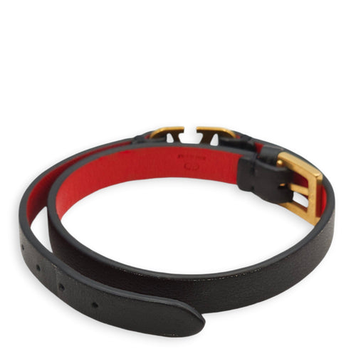 VLogo Black/Red Bracelet in Calfskin, Gold hardware