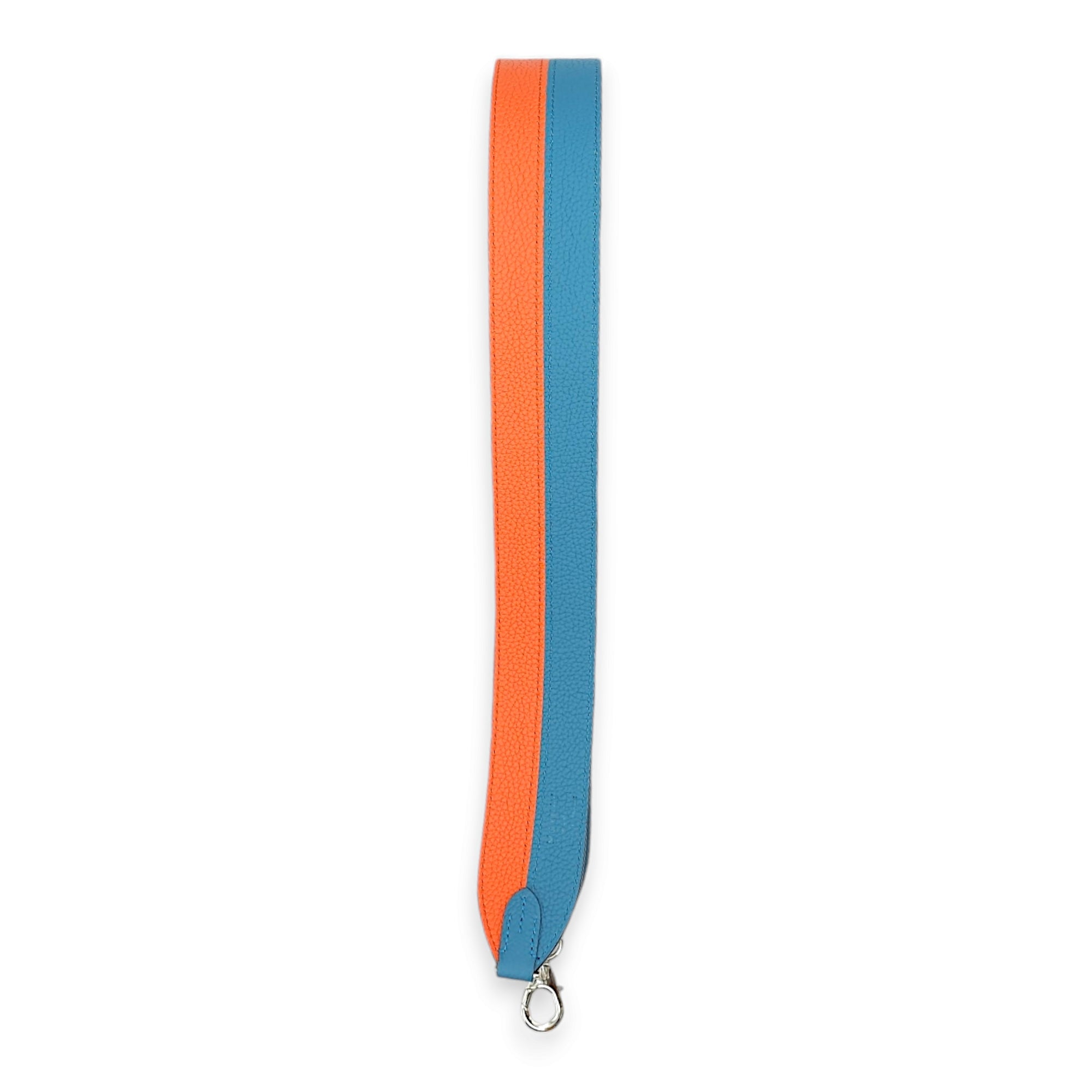 Bi-colour Bag Strap Orange/Blue Bag Accessory in Calfskin, Palladium hardware