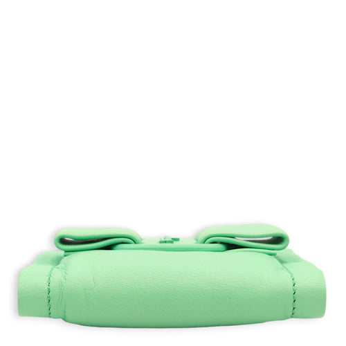 Viva Bow Mint Card Holder in Calfskin