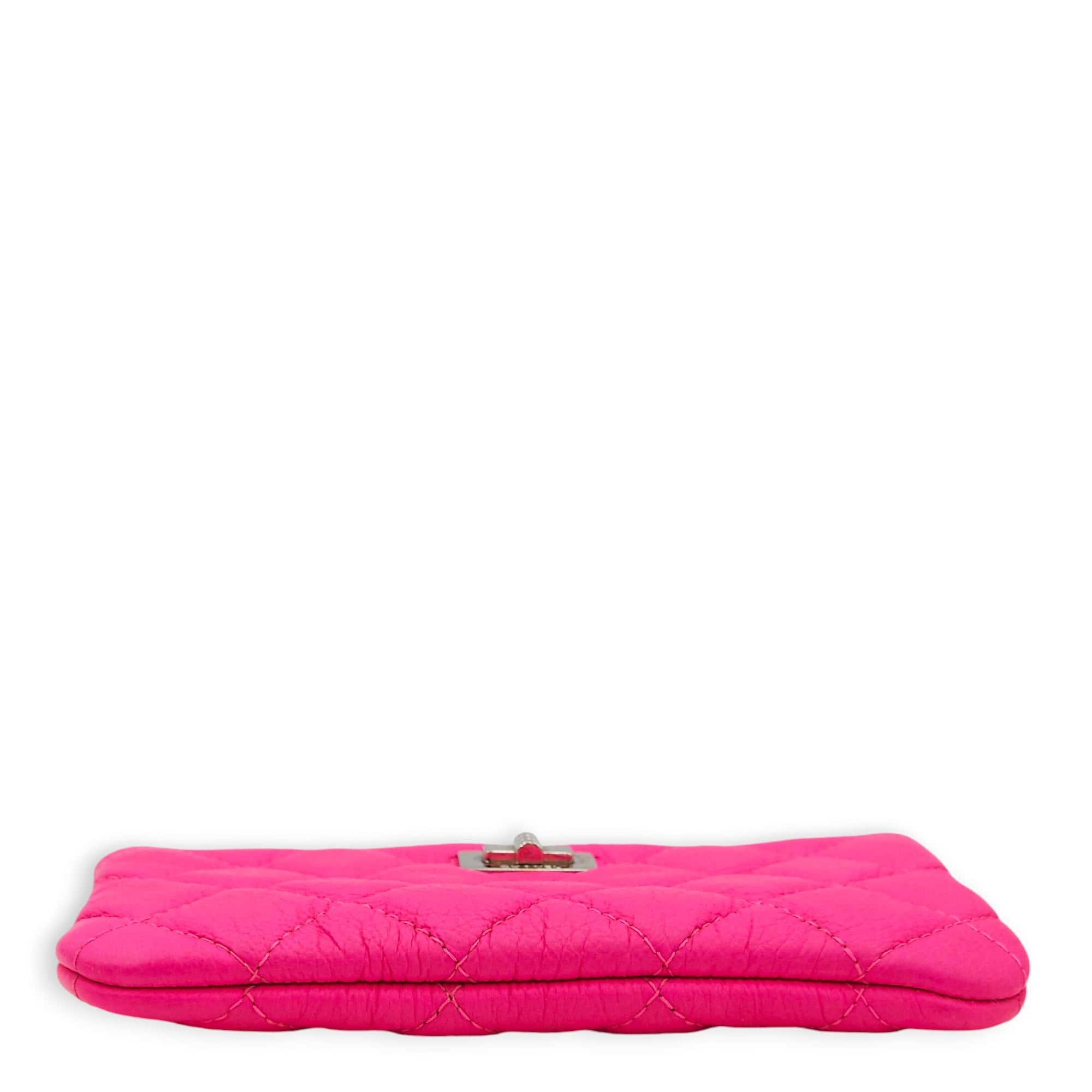 Reissue Mini Neon Pink O Case Pouch in Distressed Leather, Palladium hardware