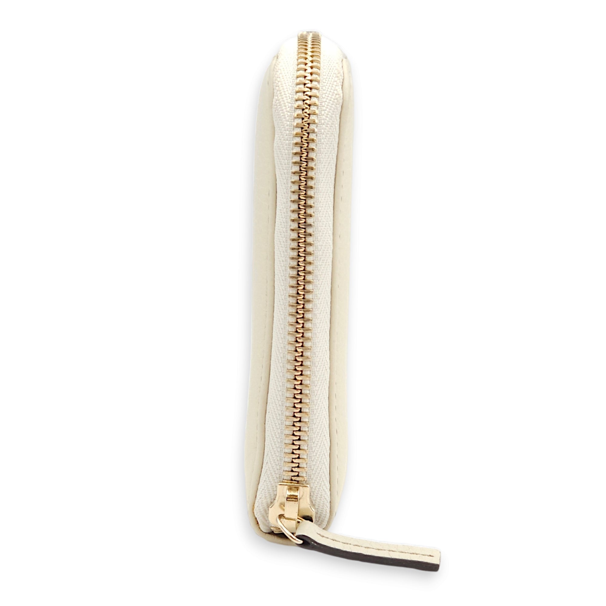 Soho Zipped Around Organiser Cream Pouch in Boar Leather, Gold hardware