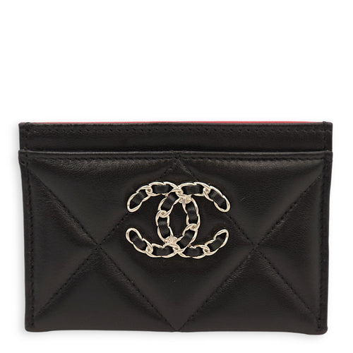 S19 Black Card Holder in Lambskin, Palladium hardware