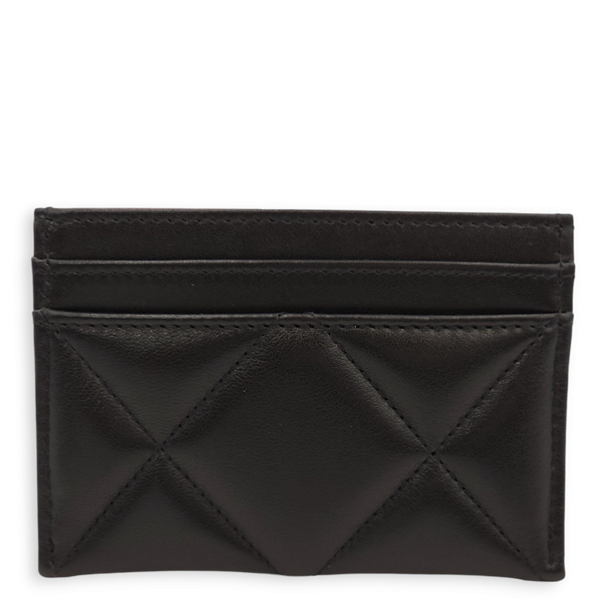 S19 Black Card Holder in Lambskin, Palladium hardware