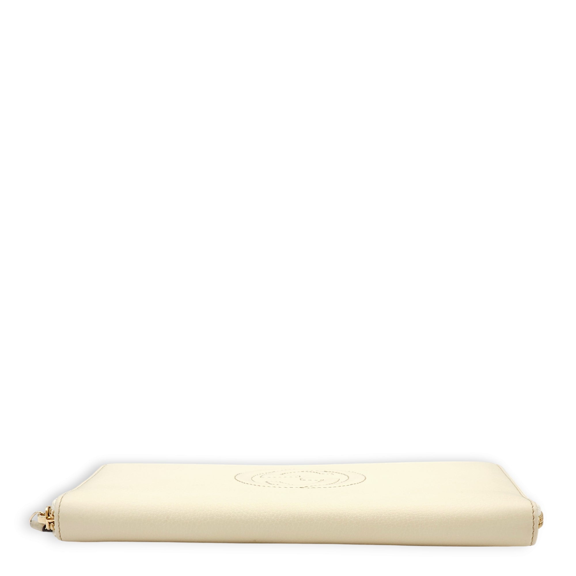 Soho Zipped Around Organiser Cream Pouch in Boar Leather, Gold hardware