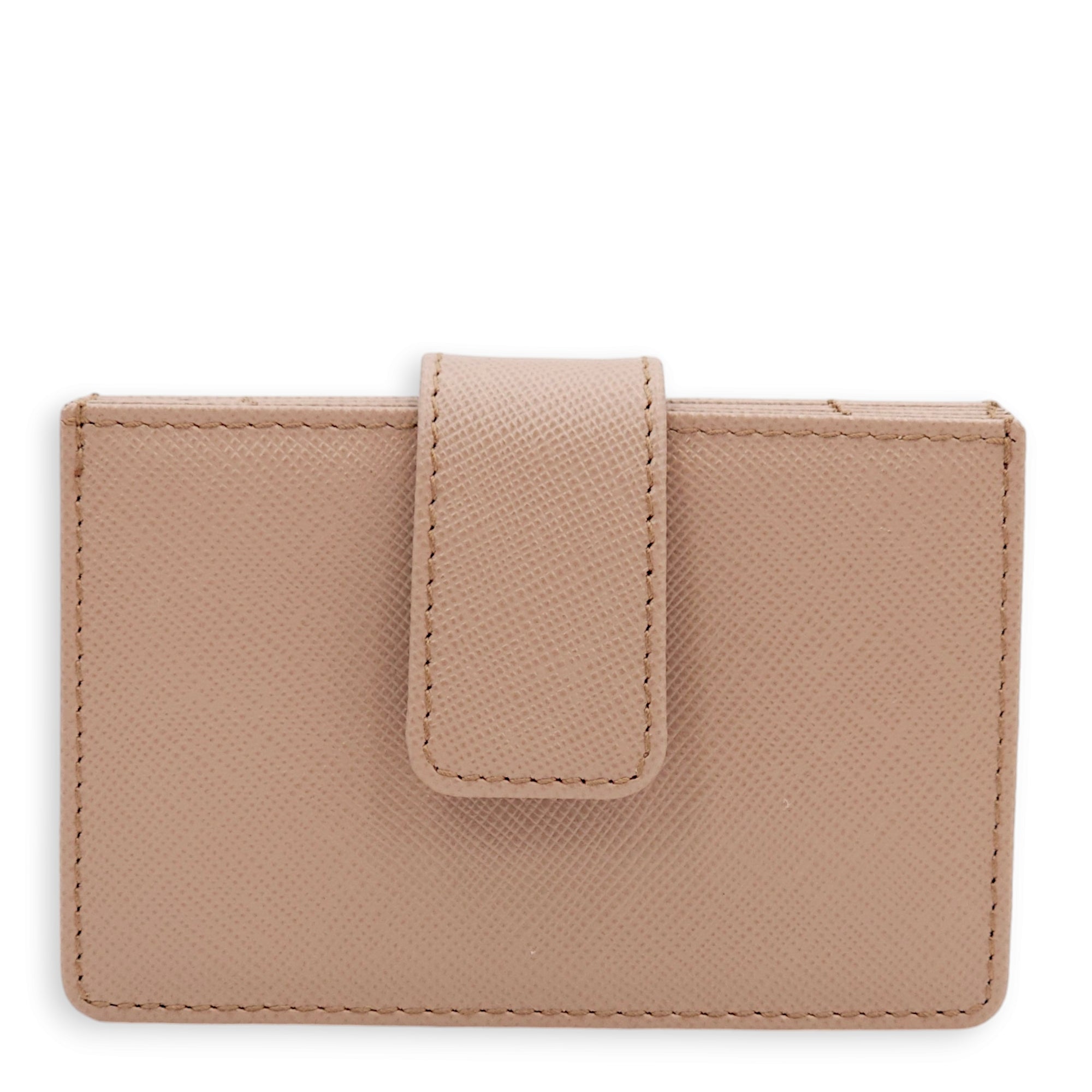 Saffiano Multiple Beige Card Holder in Saffiano Leather, Gold hardware