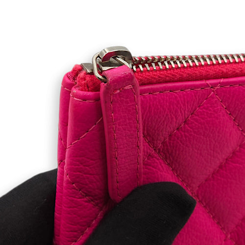 Reissue Mini Neon Pink O Case Pouch in Distressed Leather, Palladium hardware