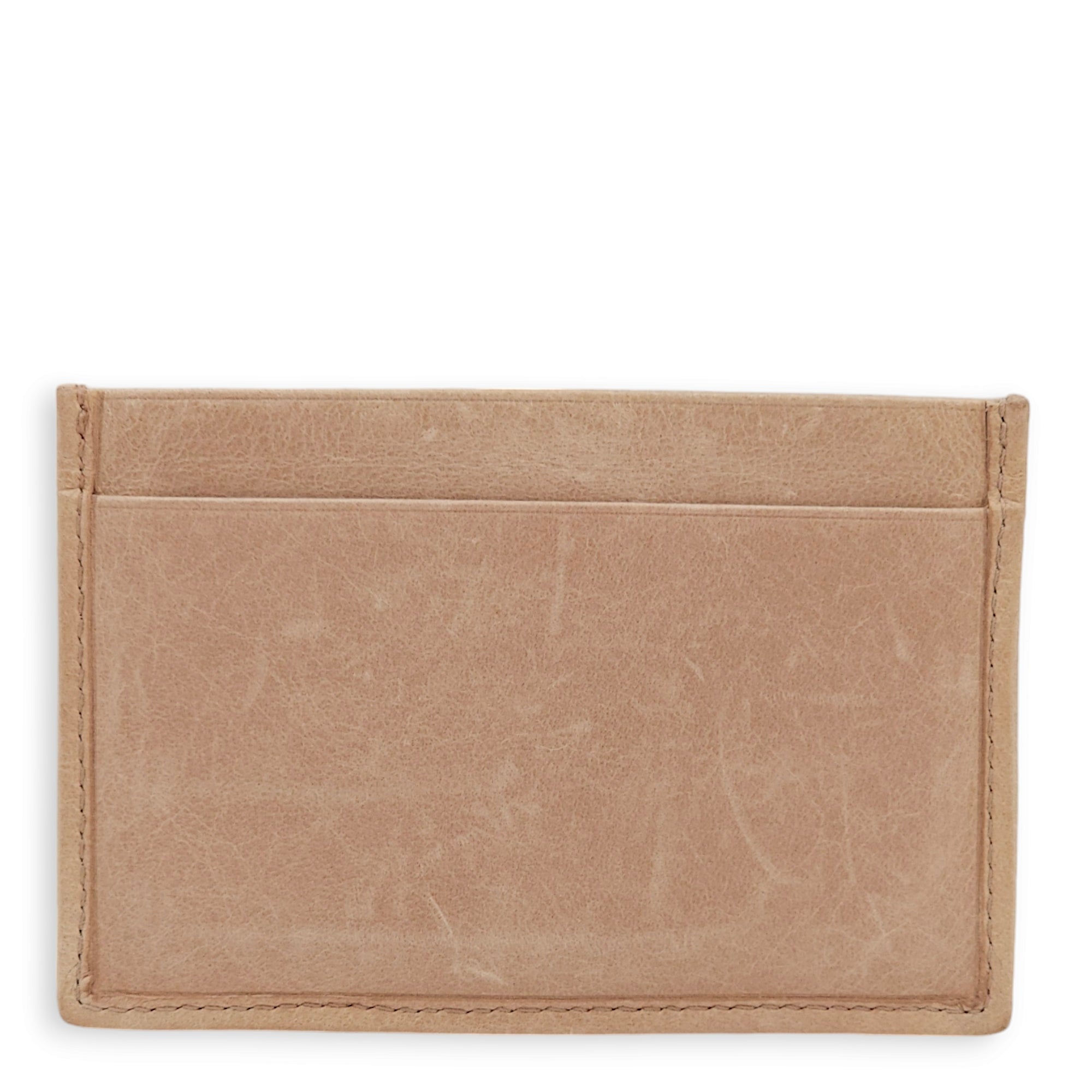 Matelasse Beige Card Holder in Calfskin, Gold hardware