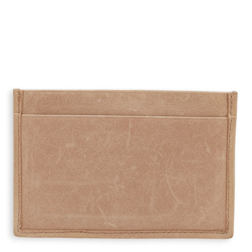 Matelasse Beige Card Holder in Calfskin, Gold hardware