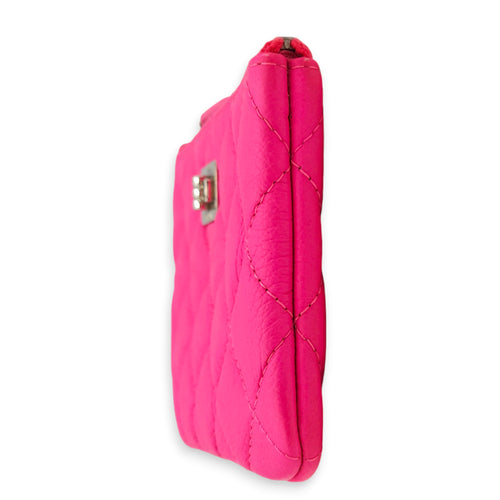 Reissue Mini Neon Pink O Case Pouch in Distressed Leather, Palladium hardware