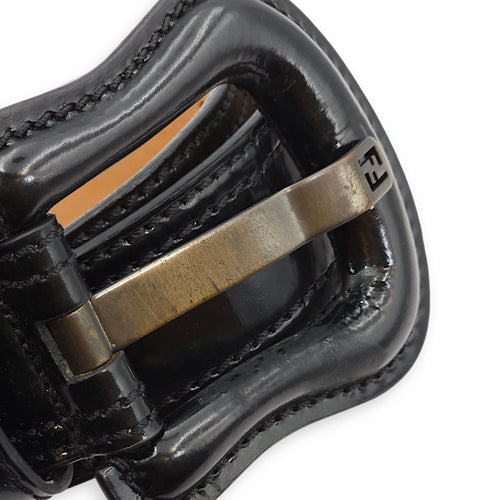 Buckle B Belt 70cm Black Belt in Patent Leather, Gold hardware