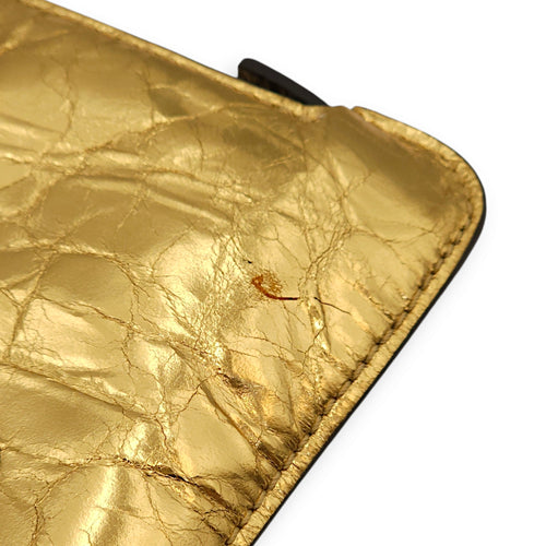 Feministe Mais Feminine Matallic Gold Clutch in Calfskin, Palladium hardware