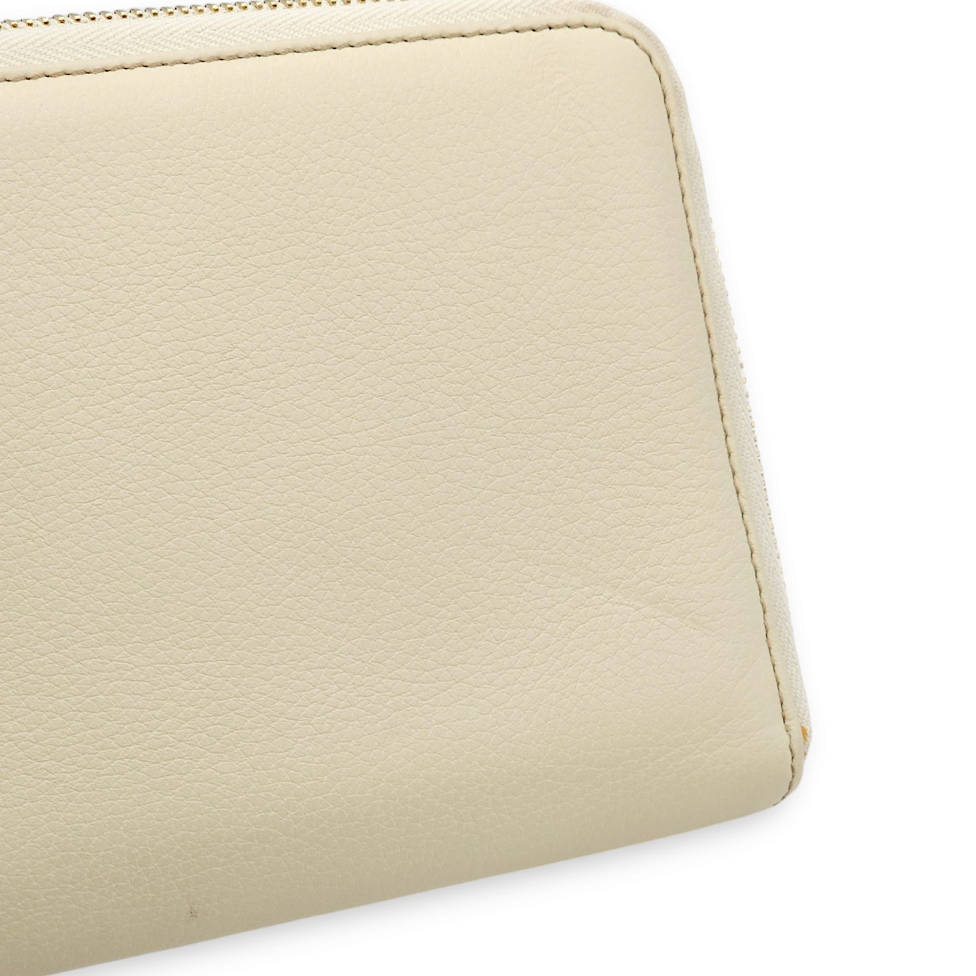 Soho Zipped Around Organiser Cream Pouch in Boar Leather, Gold hardware