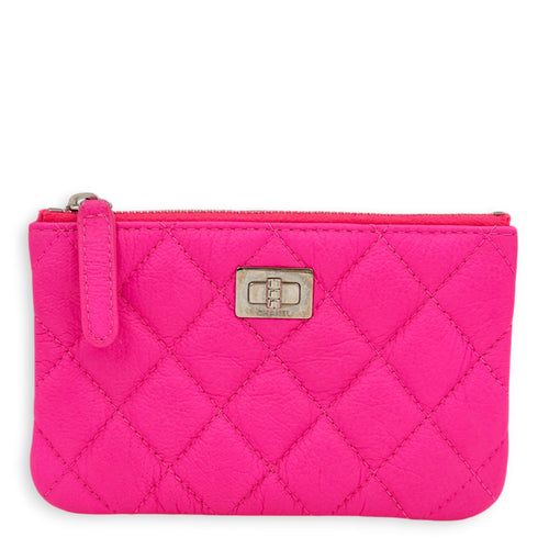 Reissue Mini Neon Pink O Case Pouch in Distressed Leather, Palladium hardware