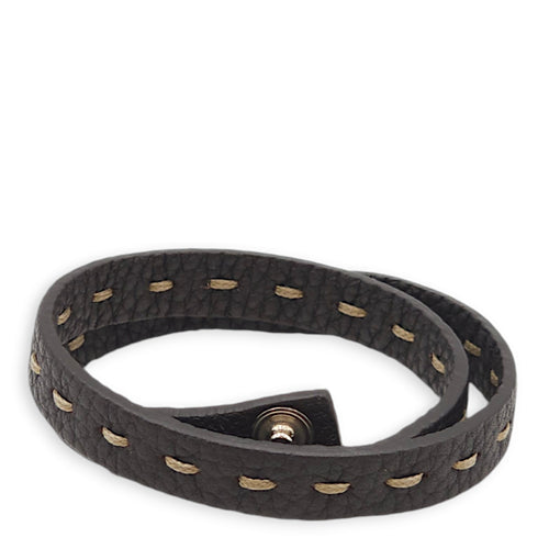 Fendi Selleria Double Tour Brown Bracelet in Calfskin, Palladium hardware