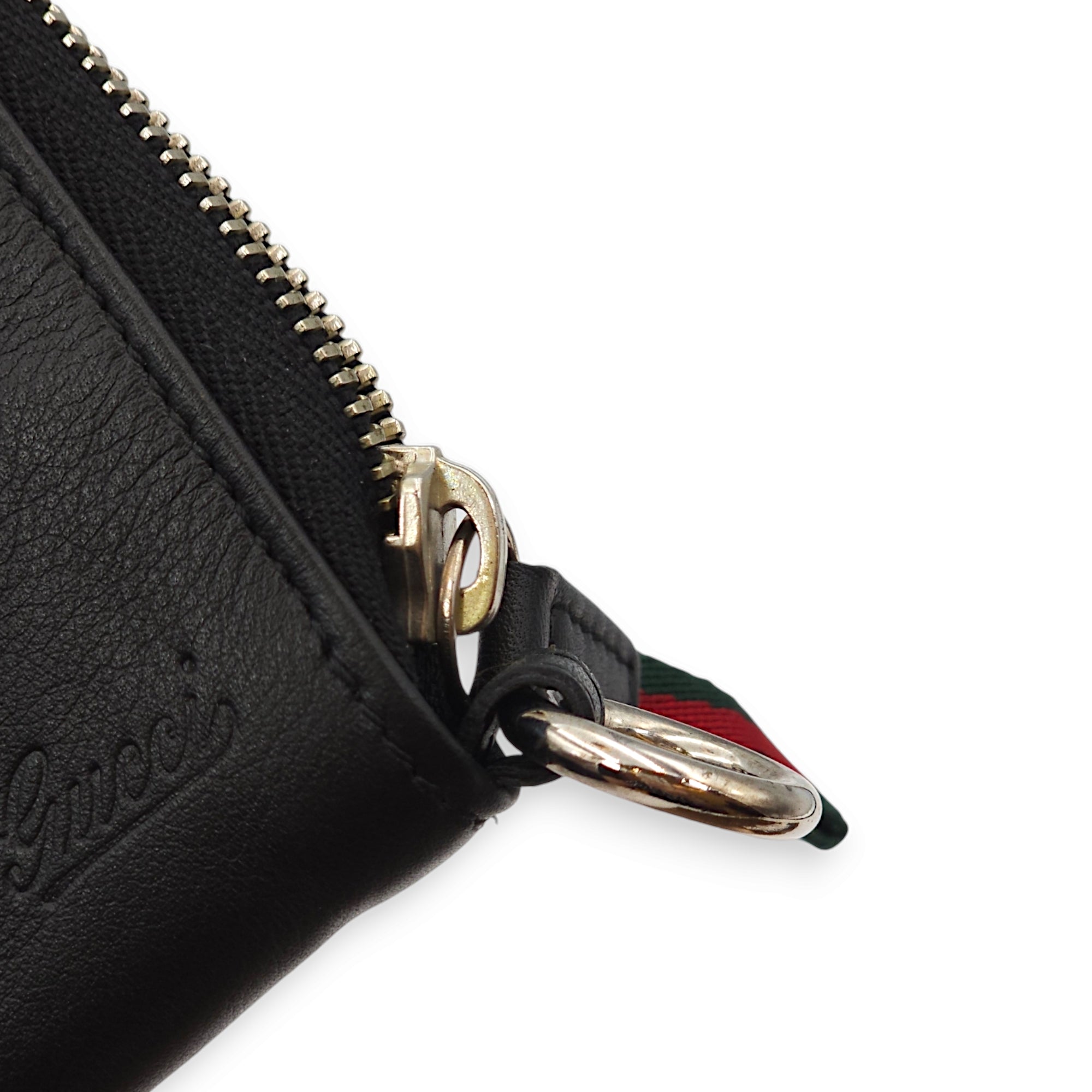 Zipped around Black Pouch in Calfskin, Palladium hardware