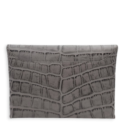 Antigona Grey Croc Print Clutch in Calfskin, Palladium hardware