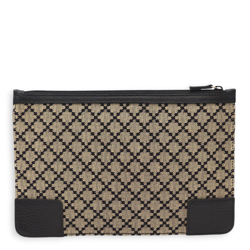 Zipped Black/Brown Pouch in Fabric, Palladium hardware