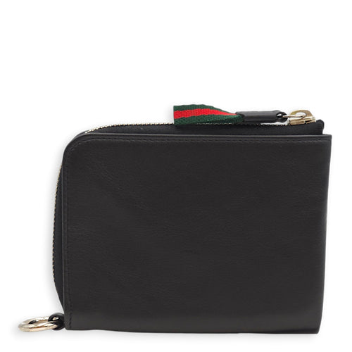 Zipped around Black Pouch in Calfskin, Palladium hardware