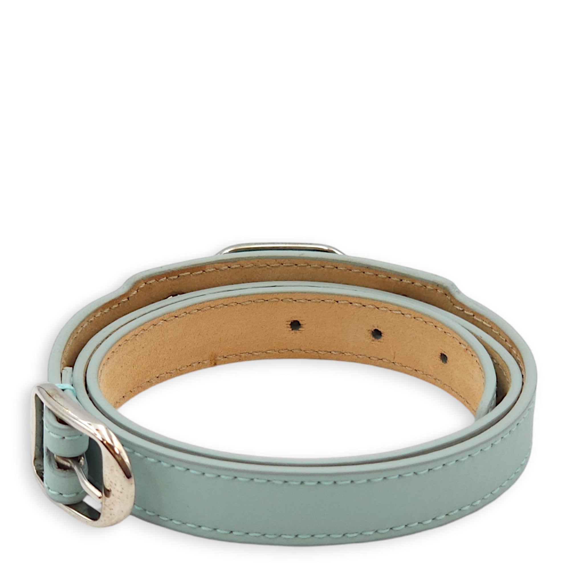 Arena Cover Studs Triple / Double Tour Pastel Blue Bracelet in Chevre Leather, Palladium hardware