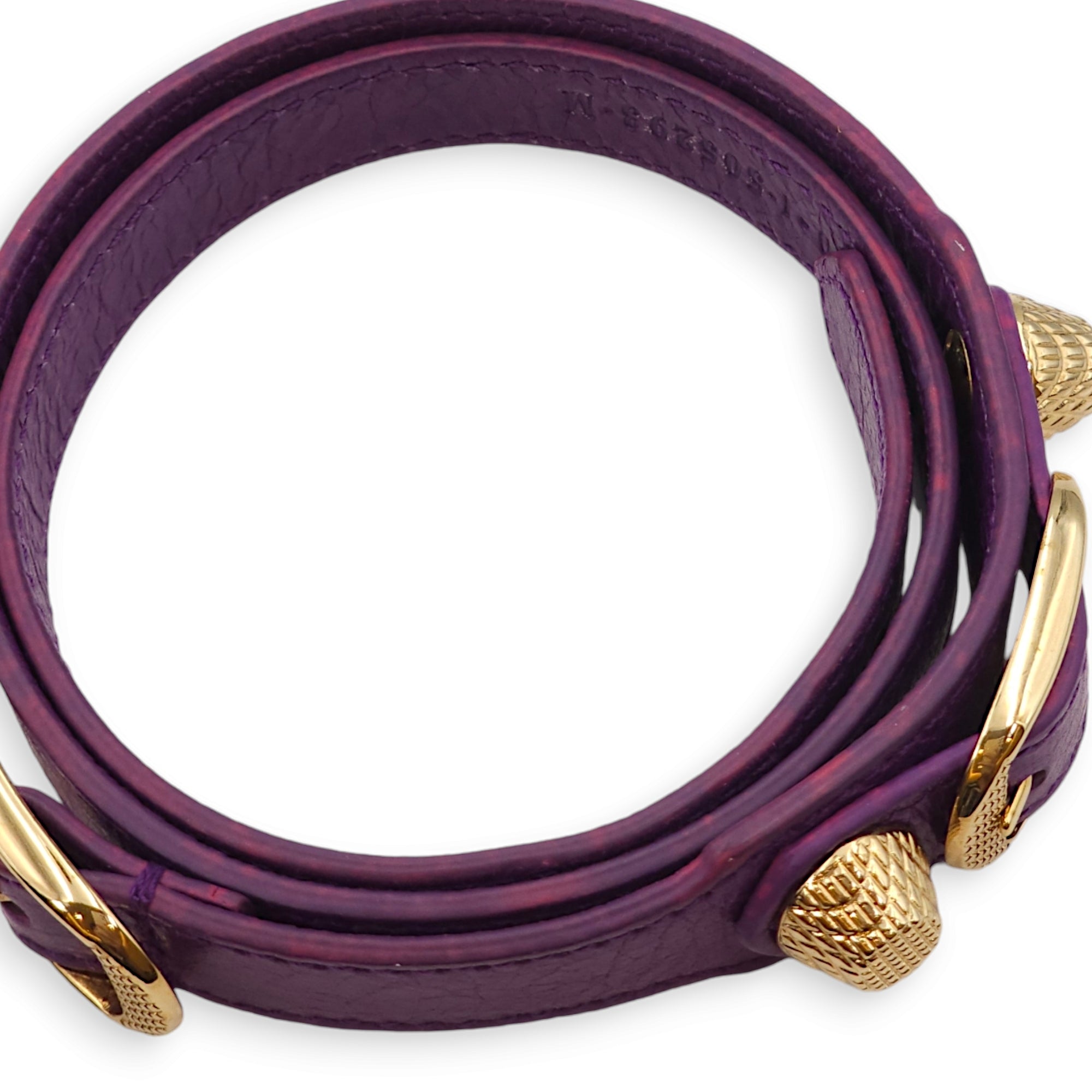 Giant Studs Triple / Double Tour Purple Bracelet in Agneau, Gold hardware