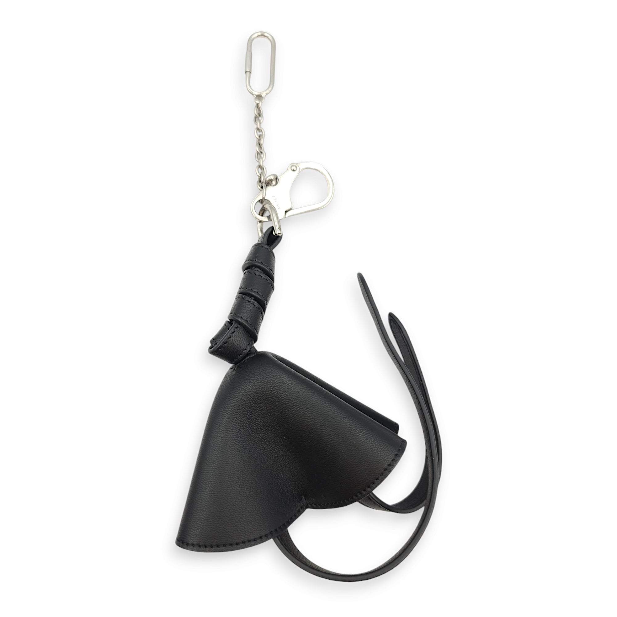 Grigri Doll Key Ring Black Charm in Lambskin, Palladium hardware