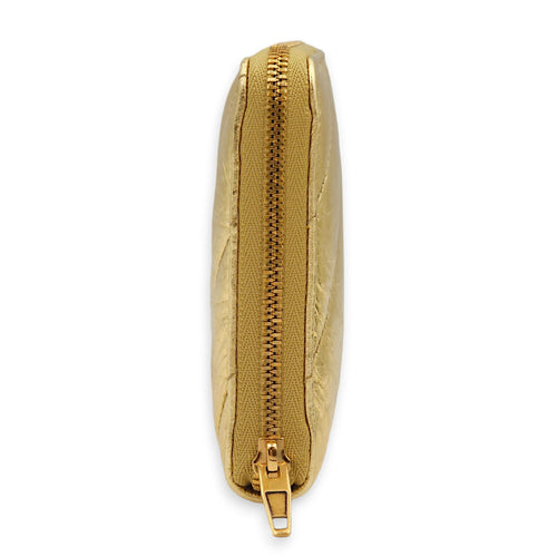 Crush Continental Metallic Gold Wallet in Calfskin, Gold hardware