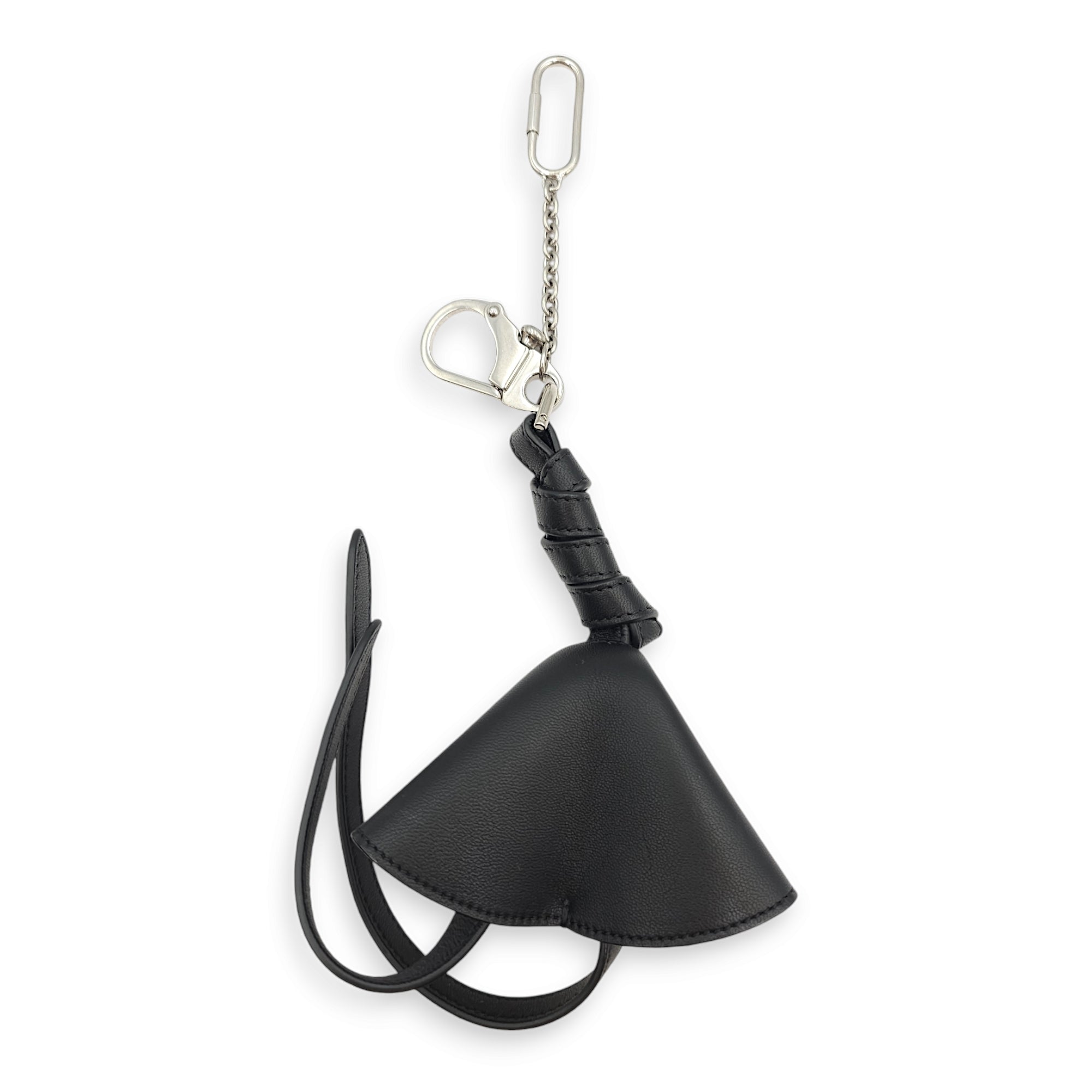 Grigri Doll Key Ring Black Charm in Lambskin, Palladium hardware